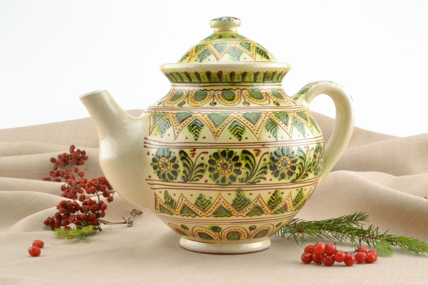 Tetera cerámica decorativa esmaltada foto 1