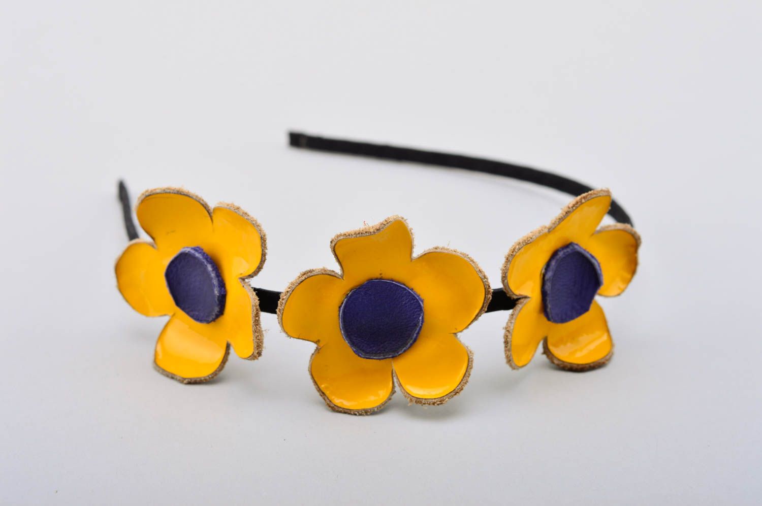 Blumen Haarreif handmade Haar Schmuck Geschenk für Mädchen in Gelb originell foto 3