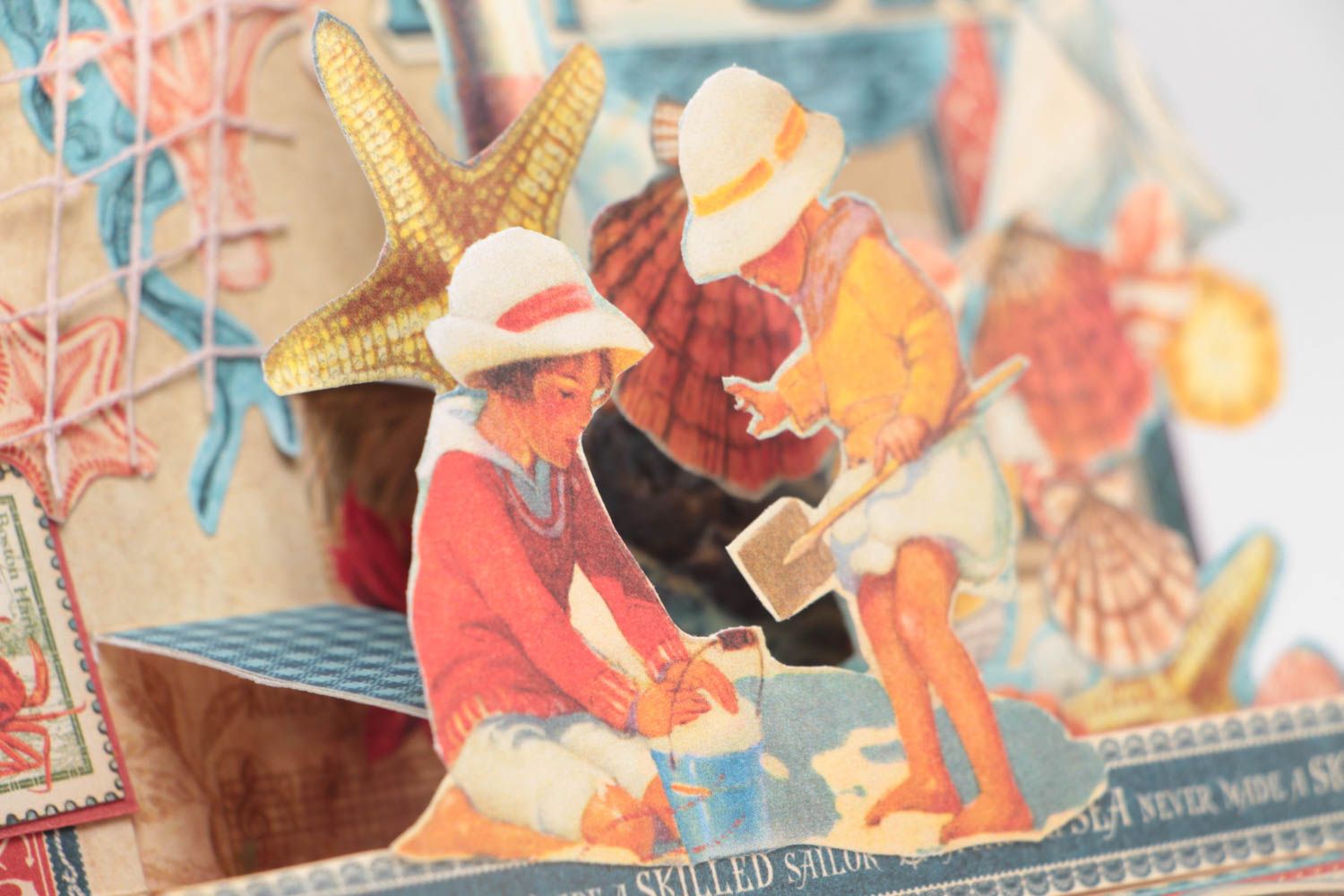 Handmade 3D Grußkarte mit Umschlag im maritimen Stil Scrapbooking künstlerisch foto 3