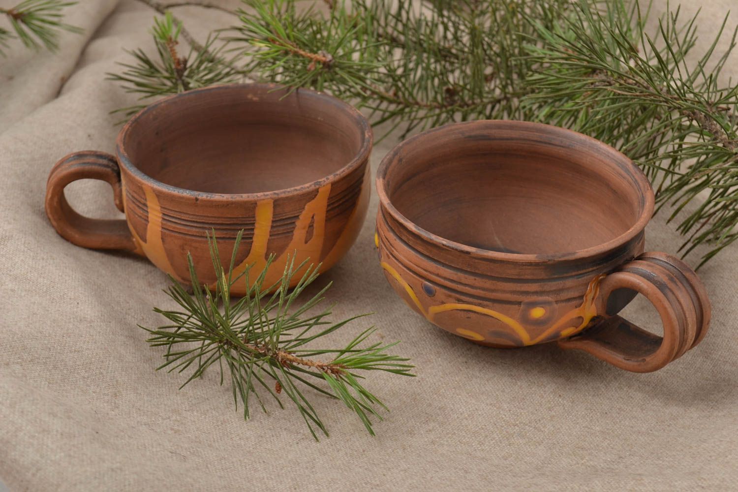 Tazas de cerámica hechas a mano de arcilla utensilios de cocina regalo original foto 1