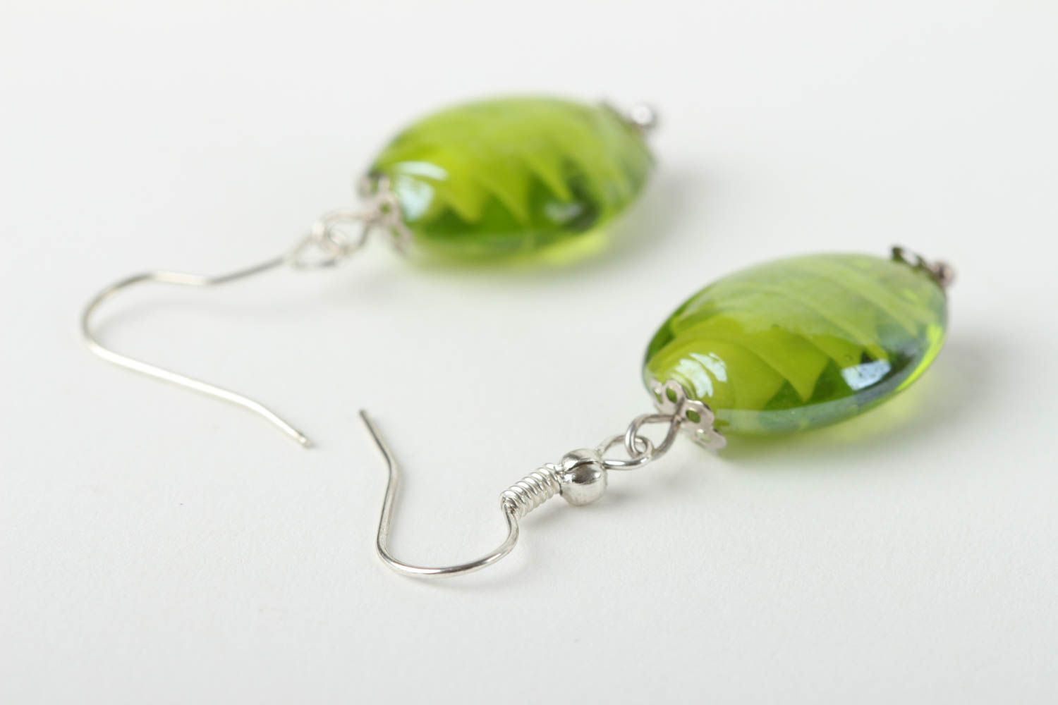 Handmade grüne Glas Ohrringe Accessoire für Frauen Designer Schmuck künstlerisch foto 4