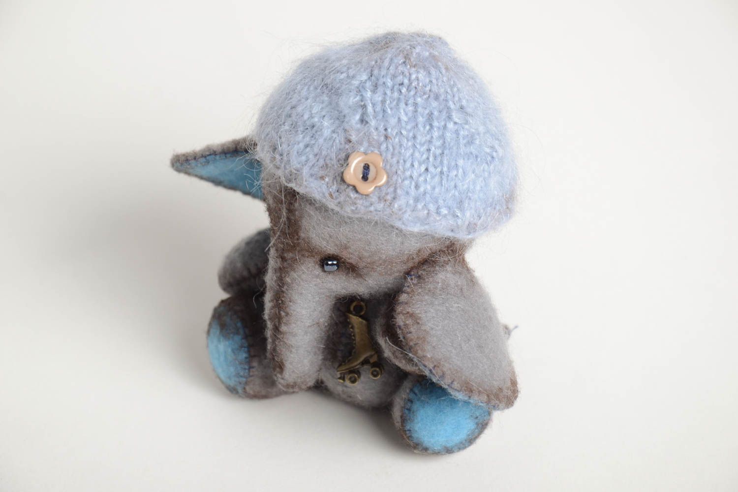Handmade unusual soft toy beautiful elephant stylish textile interior toy photo 5