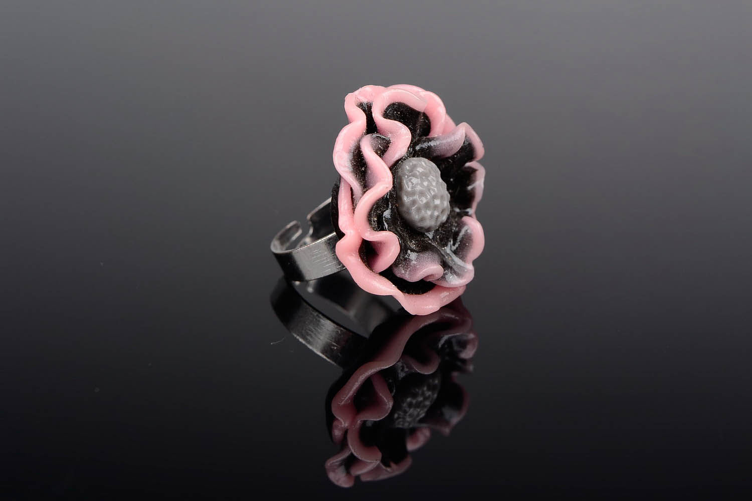 Ring made ​​of polymer clay Flower photo 2