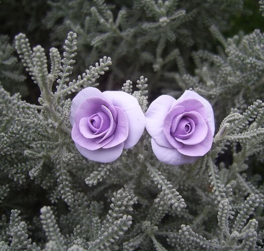 Оригинальные серьги-цветы из полимерной глины фото 1