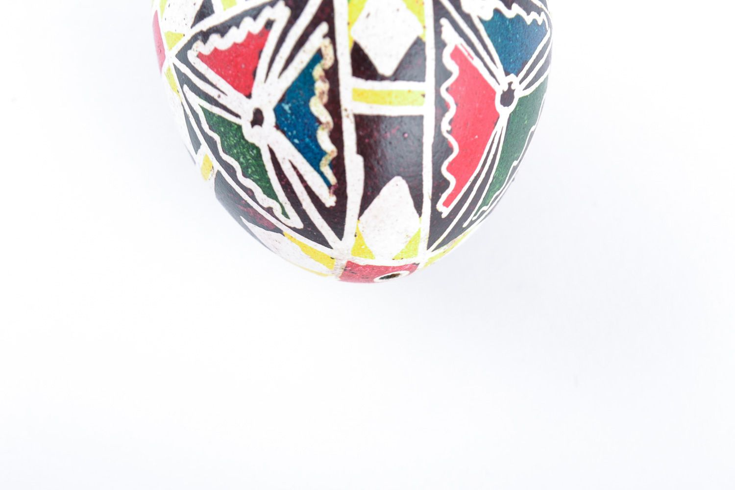 Handmade colorful egg painted with acrylics with geometric ornaments Easter decor photo 4