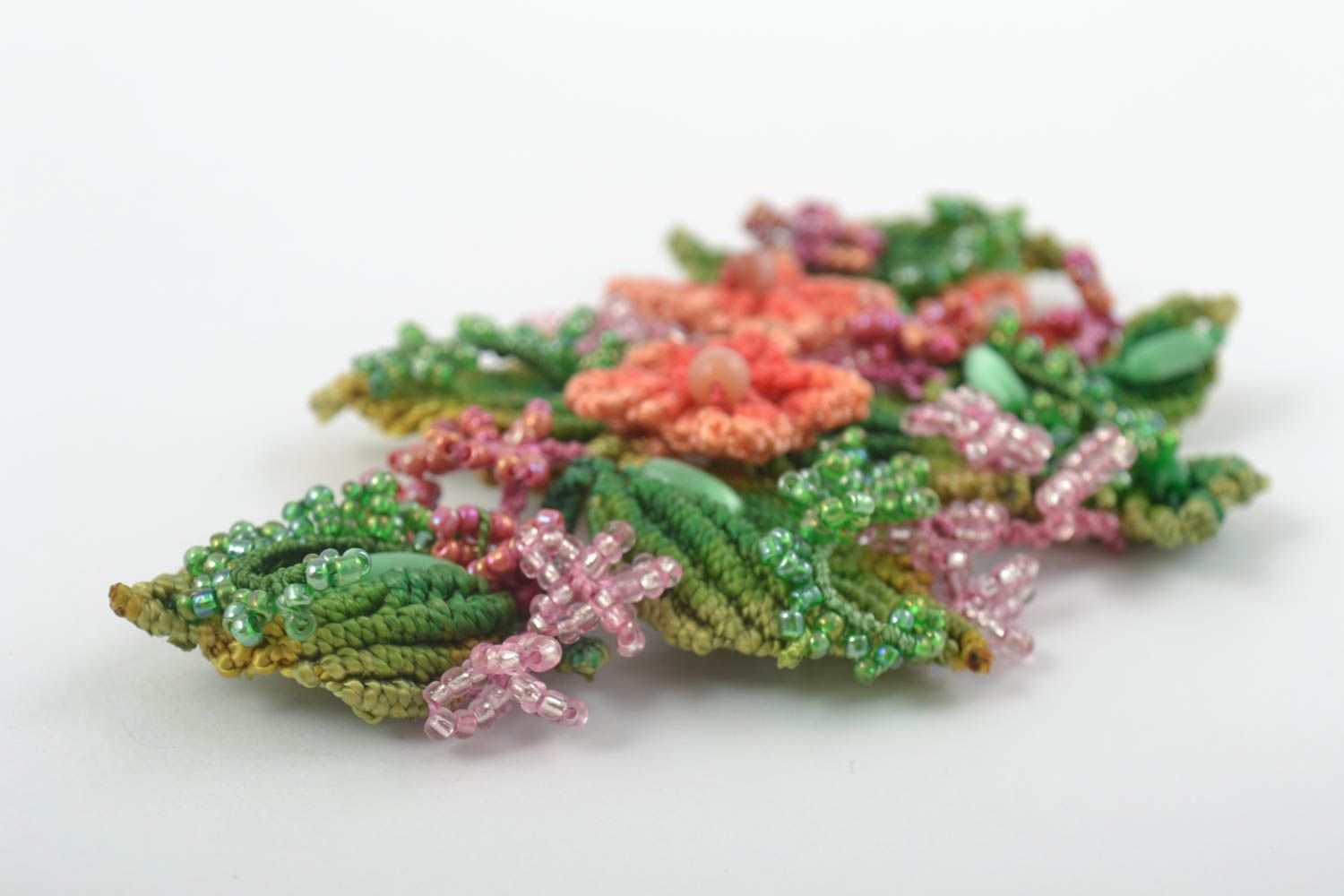 Fleurs textiles faites main Fourniture bijoux tressées macramé Loisirs créatifs photo 2