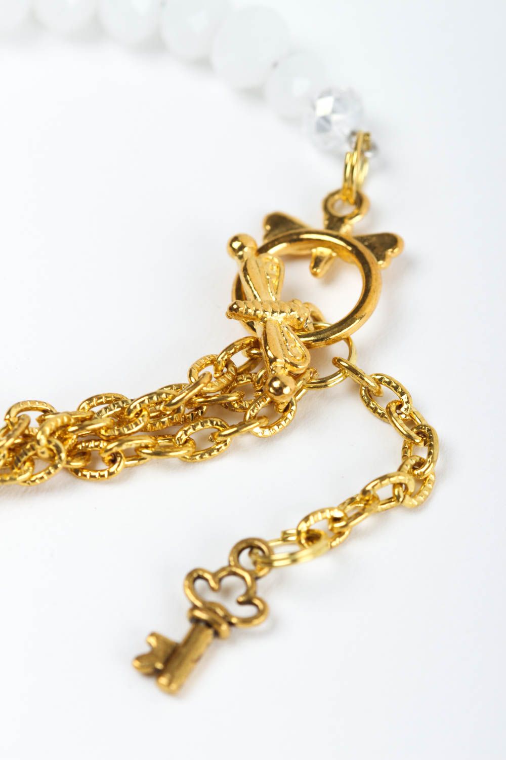 Bracelet en cristal Bijou fait main blanc fourniture couleur d'or Cadeau femme photo 5