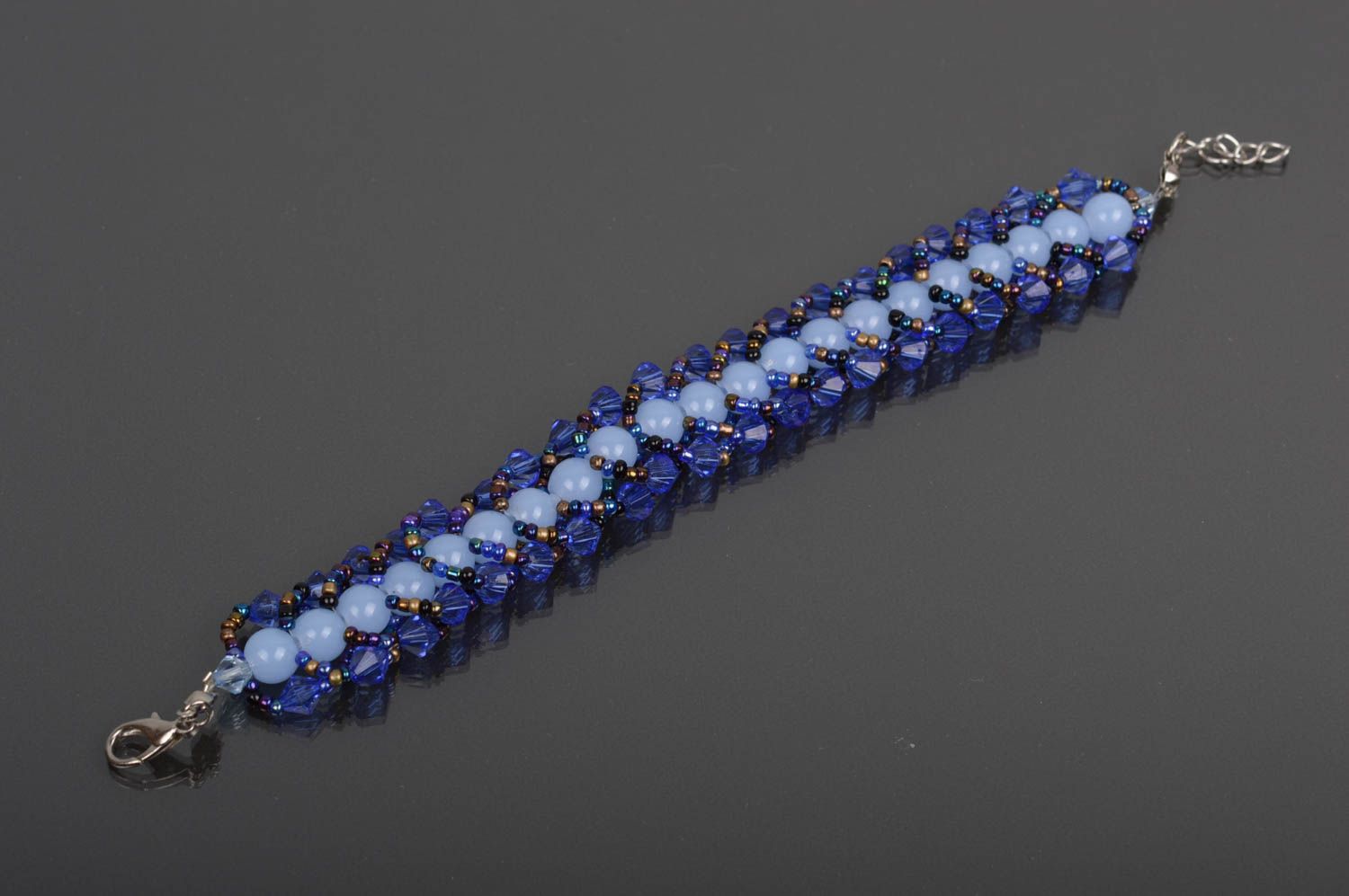 Armband Glasperlen handmade Armband mit Kugeln in Blau Damen Armband modisch foto 2