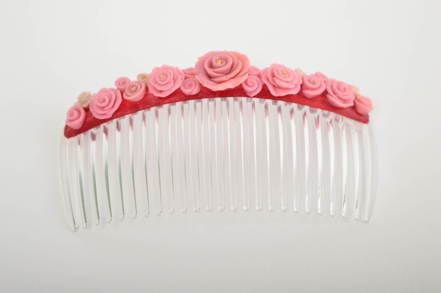 Peigne cheveux fait main Accessoire cheveux fleurs roses satin Cadeau femme photo 3