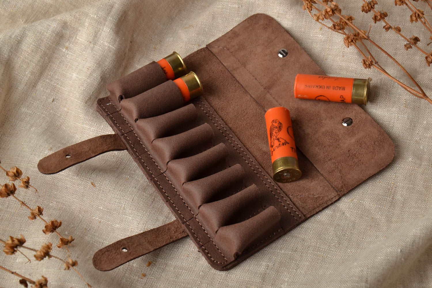 Brown genuine leather cartridge pouch photo 1