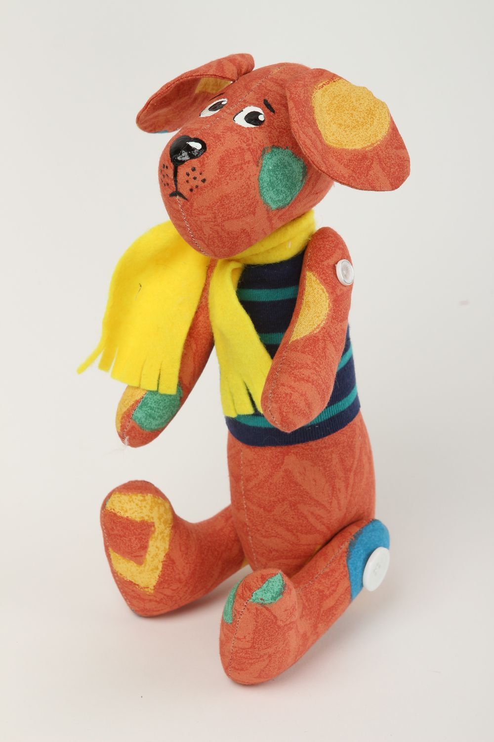 Handmade Kuscheltier Hund mit Schal Stoff Spielzeug Geschenk für Kinder  foto 2