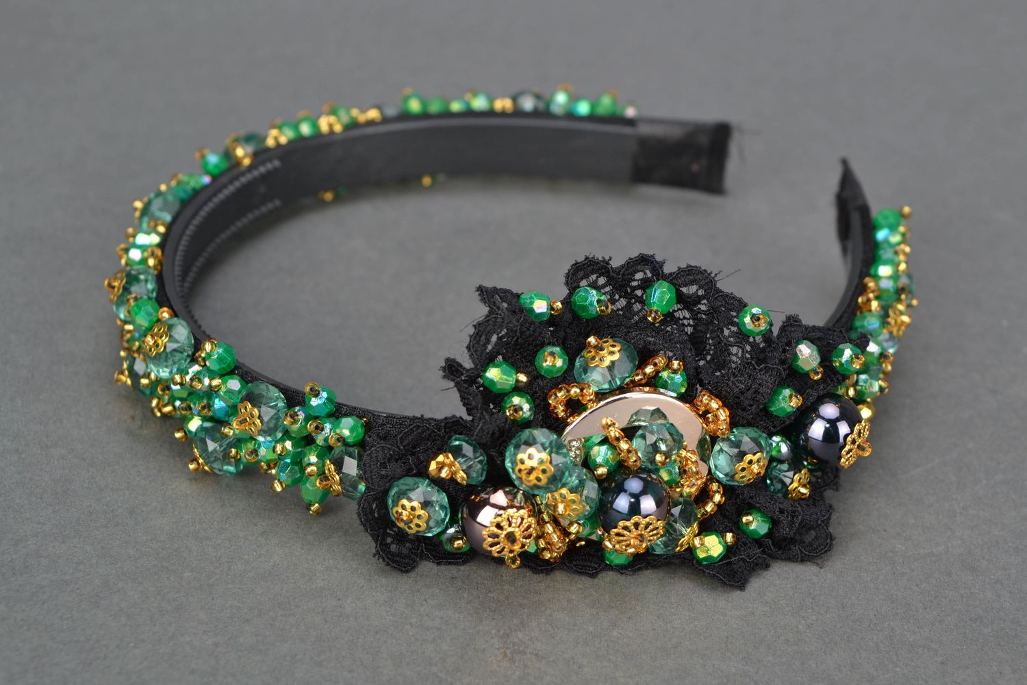 Handmade headband with beads photo 1