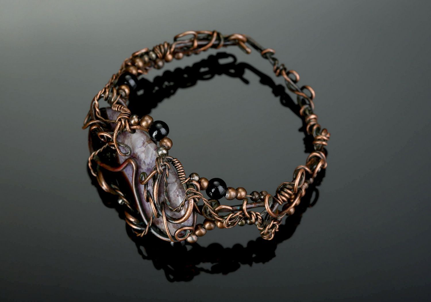 Copper bracelet with agate Diadem of Venus photo 2