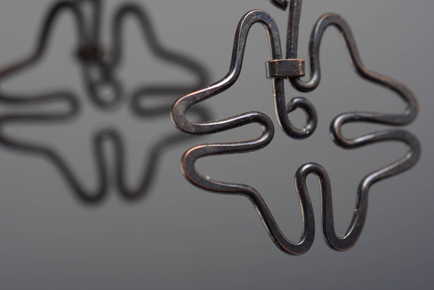 Lange schöne handgemachte Ohrringe aus Kupfer Wire Wrap für Frauen foto 4