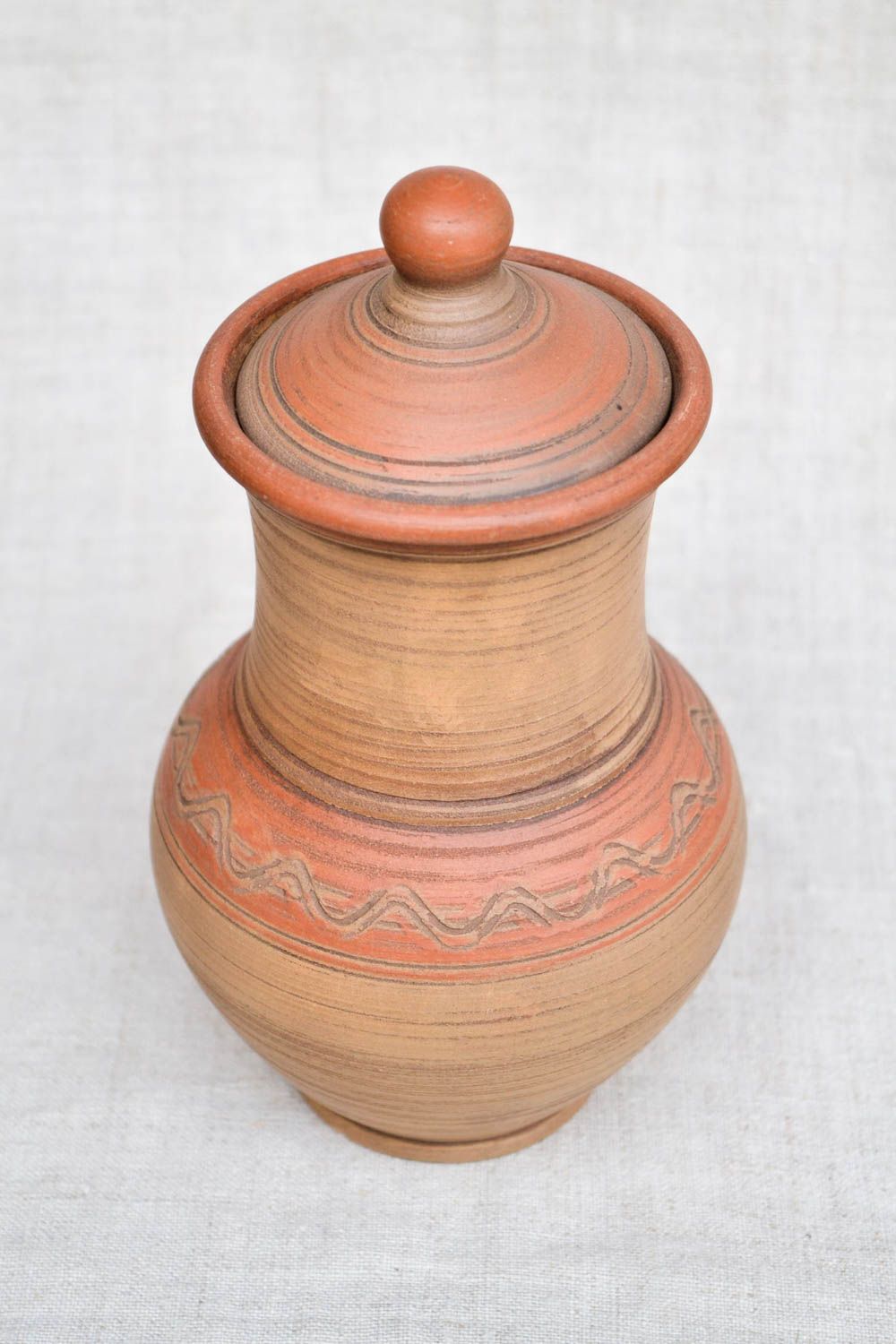 Handmade Ton Geschirr Krug aus Ton originelles Geschenk Keramik Karaffe foto 4