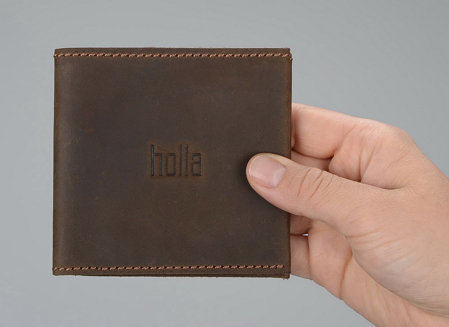 Wallet made from natural brown leather photo 4