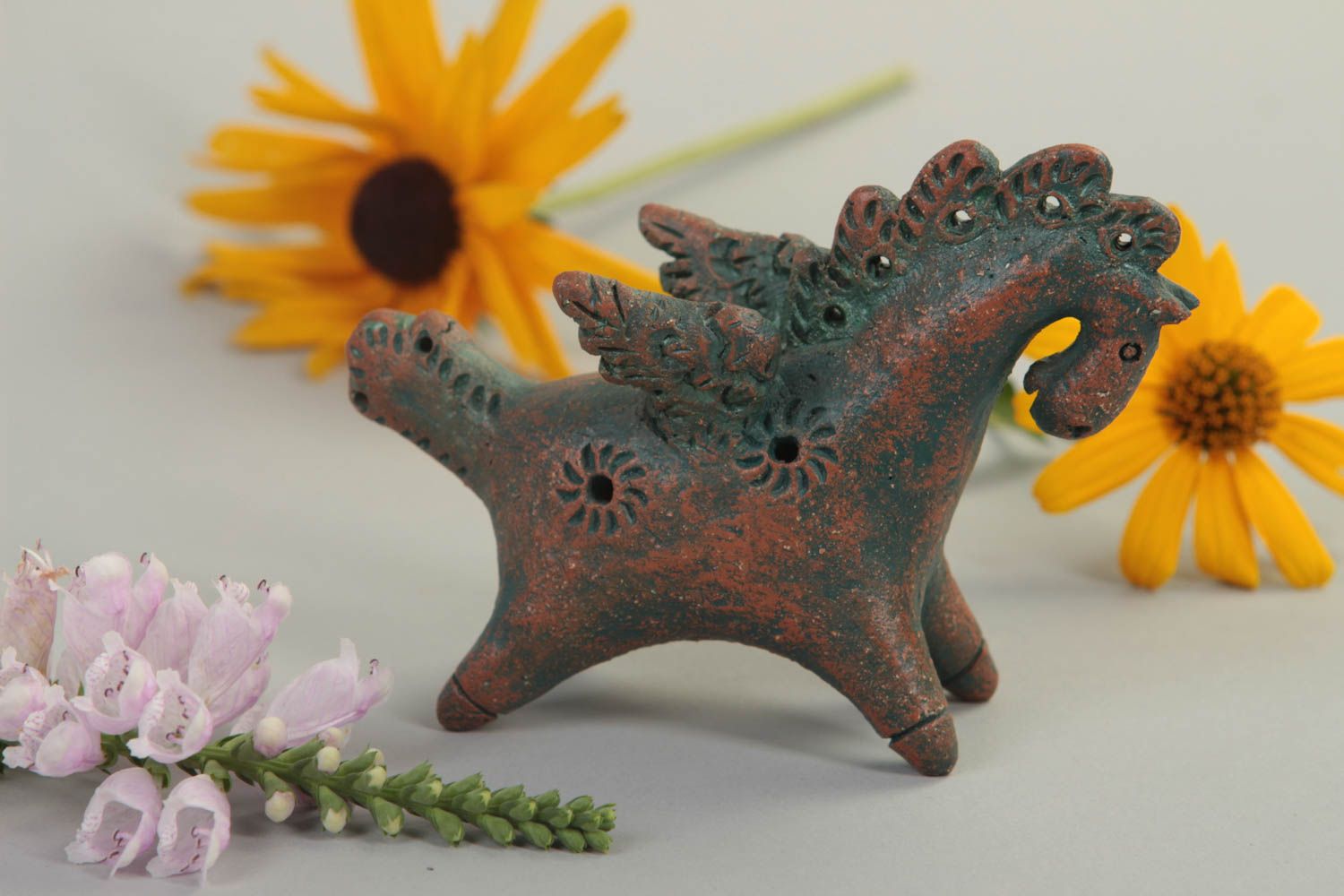 Unusual handmade ceramic ocarina clay penny whistle best gifts for kids photo 1