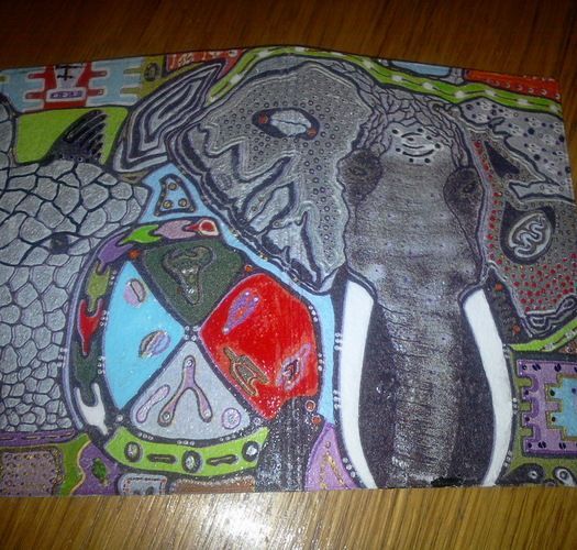 Серая обложка на паспорт с принтом в виде слона оригинальная фото 1