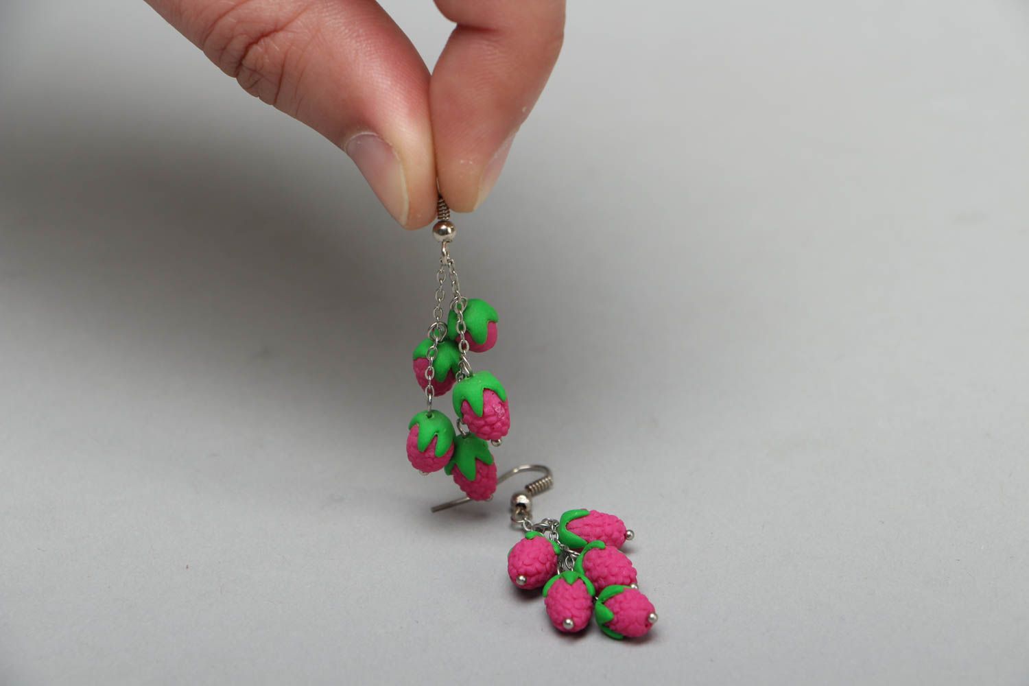 Earrings with plastic charms Berries photo 3