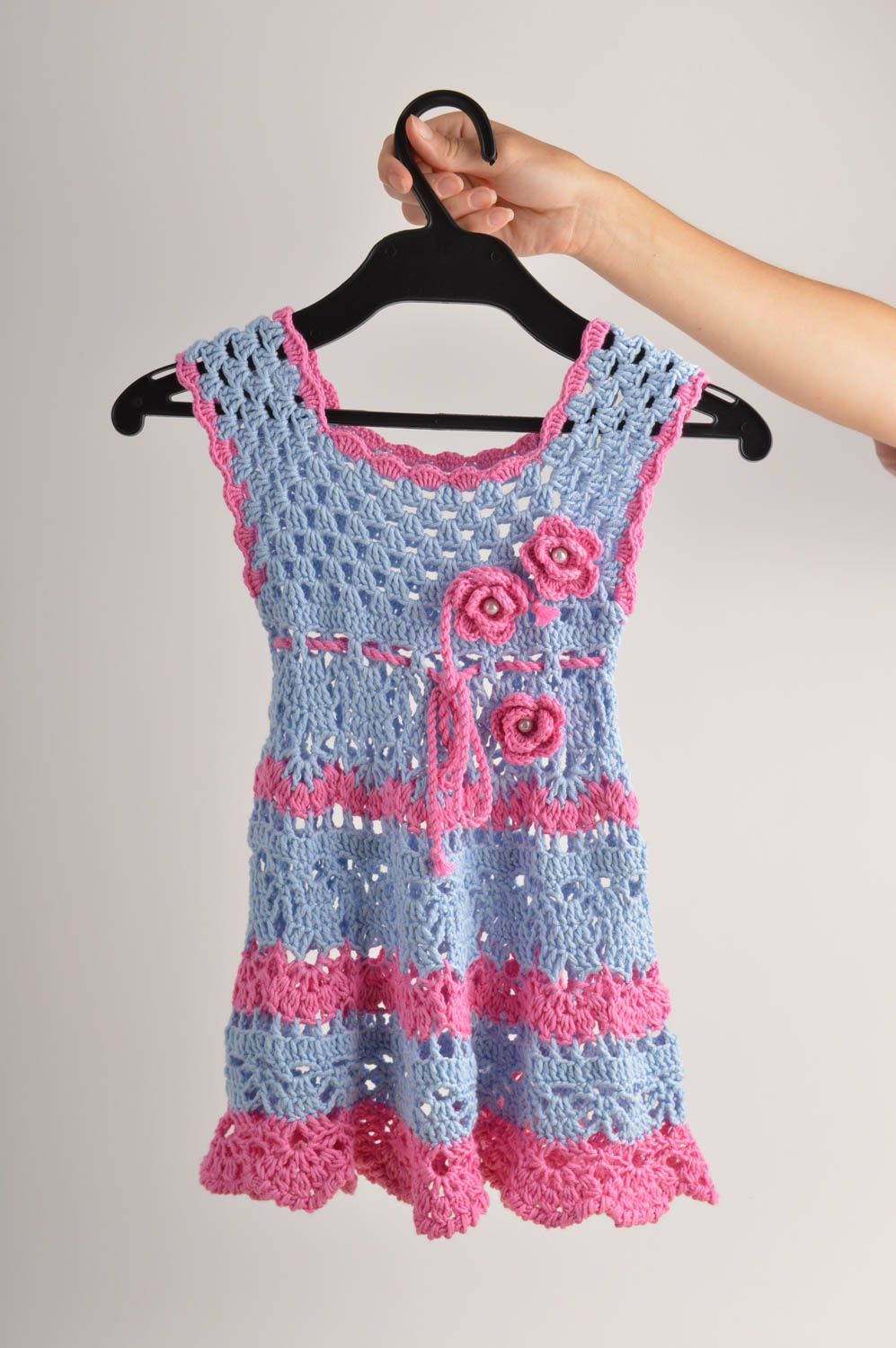 Unusual handmade crochet dress cute baby outfits designer clothes for kids photo 2