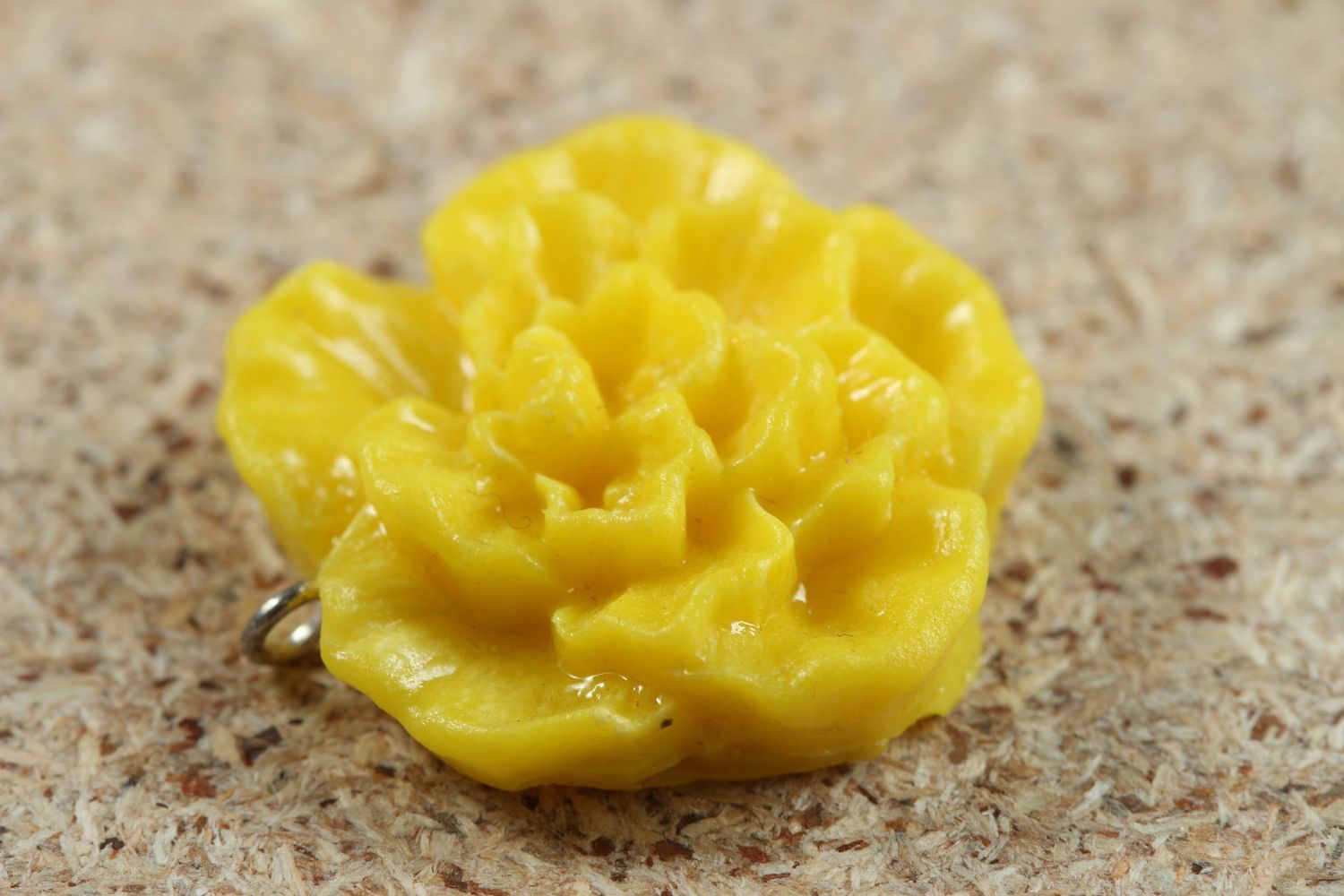 Fleur artificielle faite main Fourniture bijoux jaune originale Création bijoux photo 1