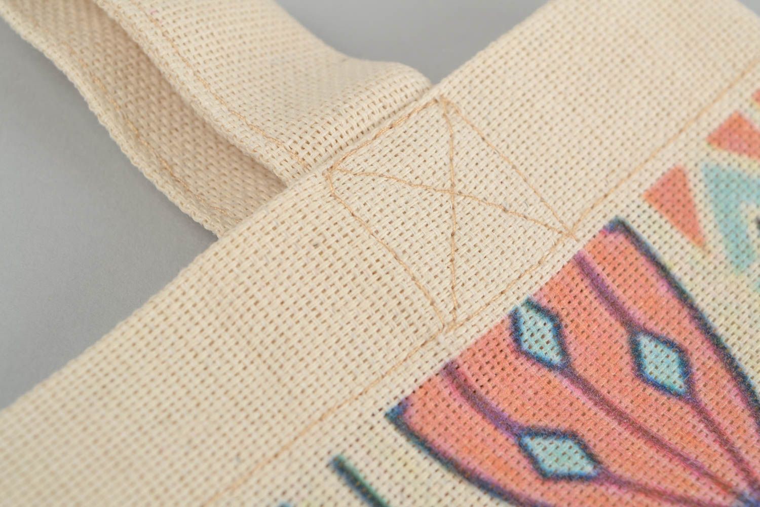 Стильная текстильная сумка ручной работы с орнаментом в этно стиле ручной работы фото 3