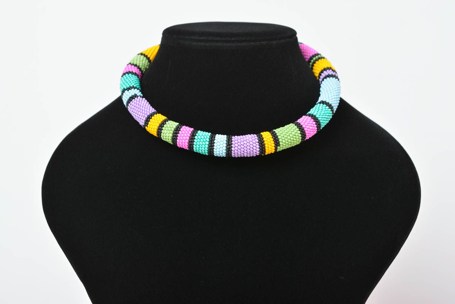 Collier spirale Bijou fait main Cadeau femme multicolore perles de rocaille photo 3