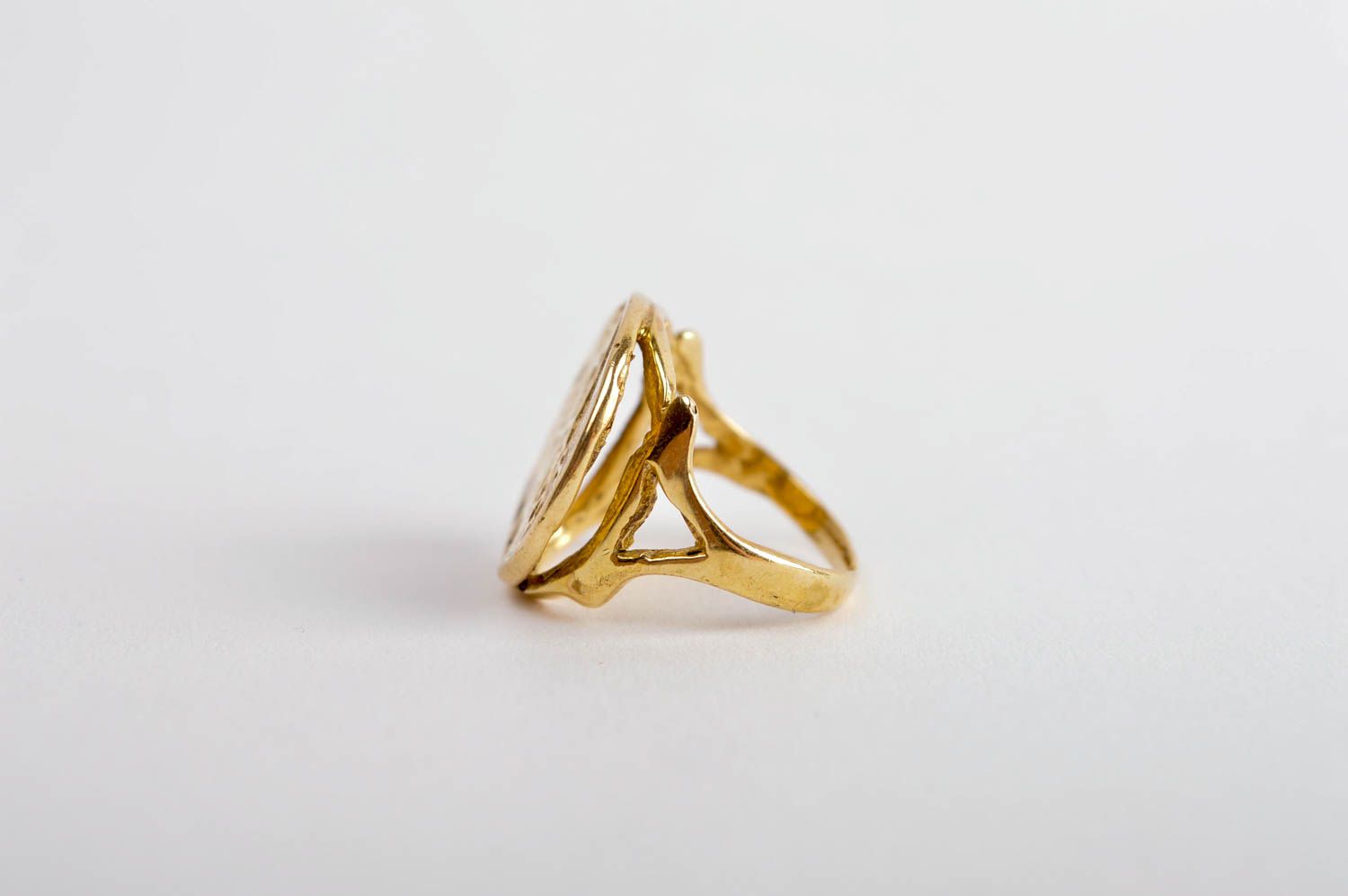 Ring Damen handmade Ring Schmuck Designer Accessoires Geschenk Ideen Goldfarbe foto 3