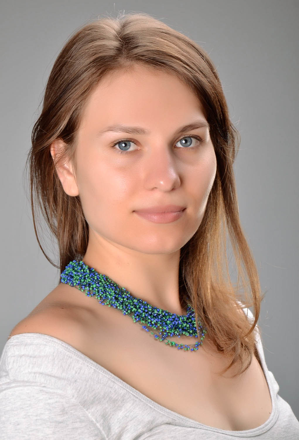 Blaue Halskette aus Glasperlen  foto 5