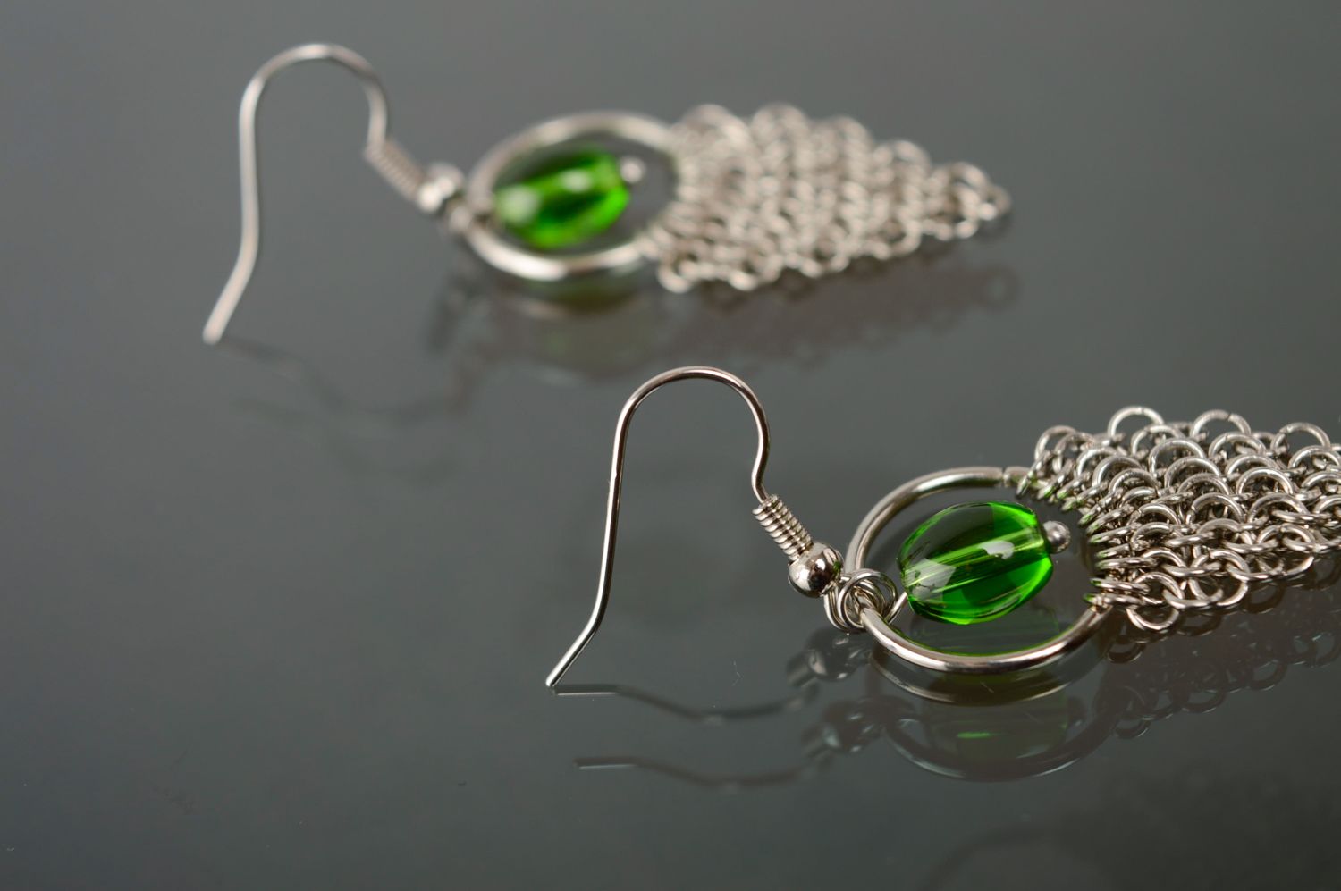 Handmade jewelry alloy earrings with Czech beads photo 2