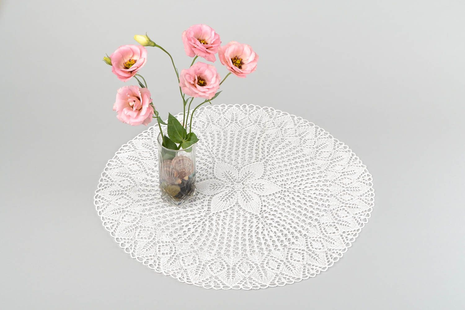 Openwork knitted tablecloth handmade table napkin vintage style interior decor photo 1