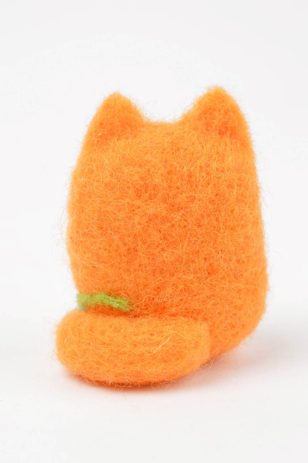 Игрушка ручной работы игрушка из валяной шерсти игрушка котик оранжевый фото 4