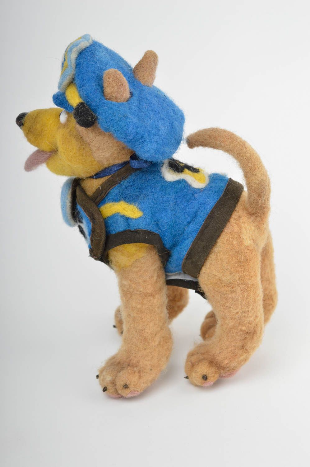 Handmade kleines Kuscheltier natürliches Spielzeug Designer Geschenk Hund Wolle foto 3
