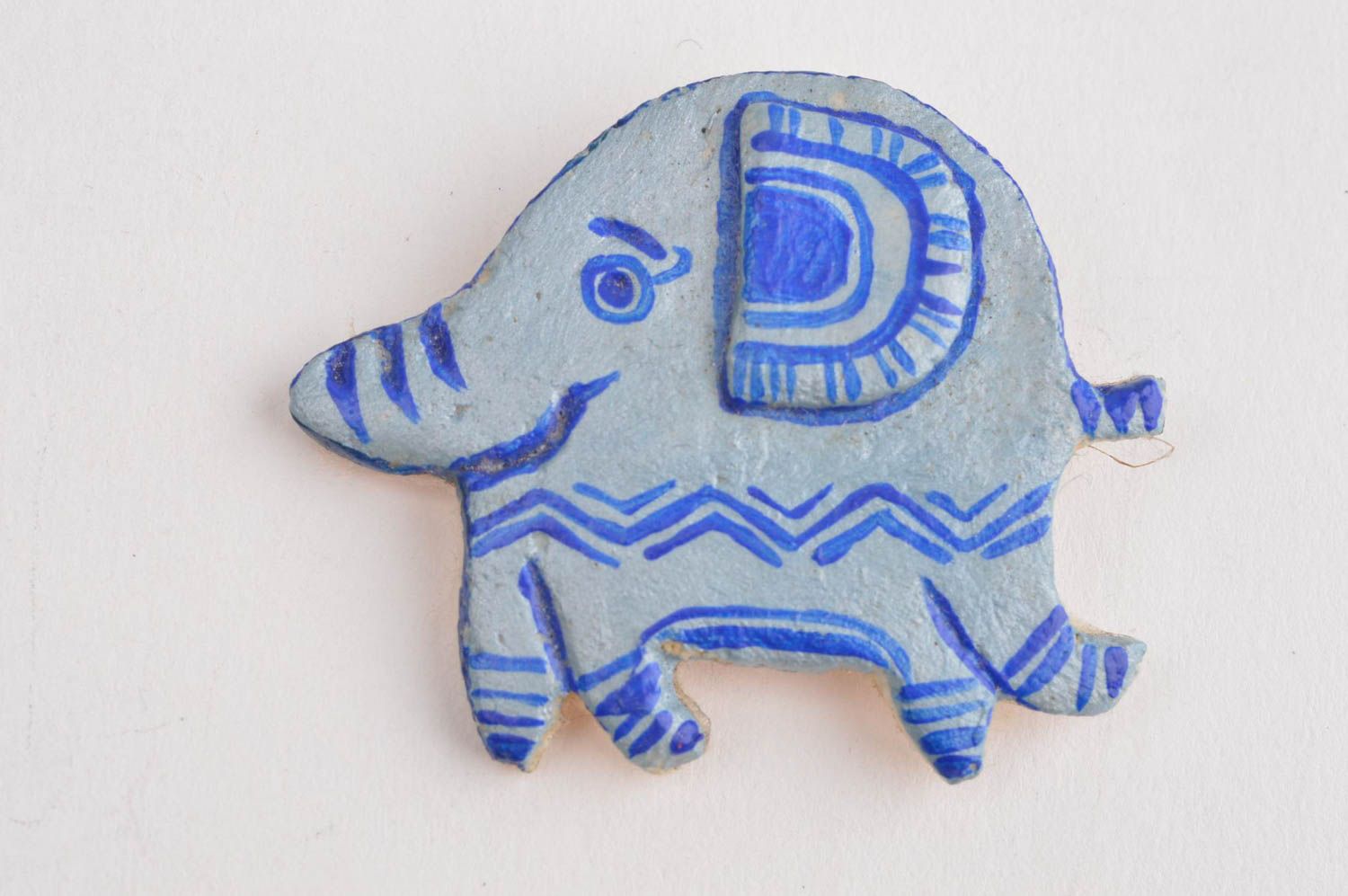 Broche éléphant bleu Broche faite main en porcelaine froide Accessoire femme photo 2
