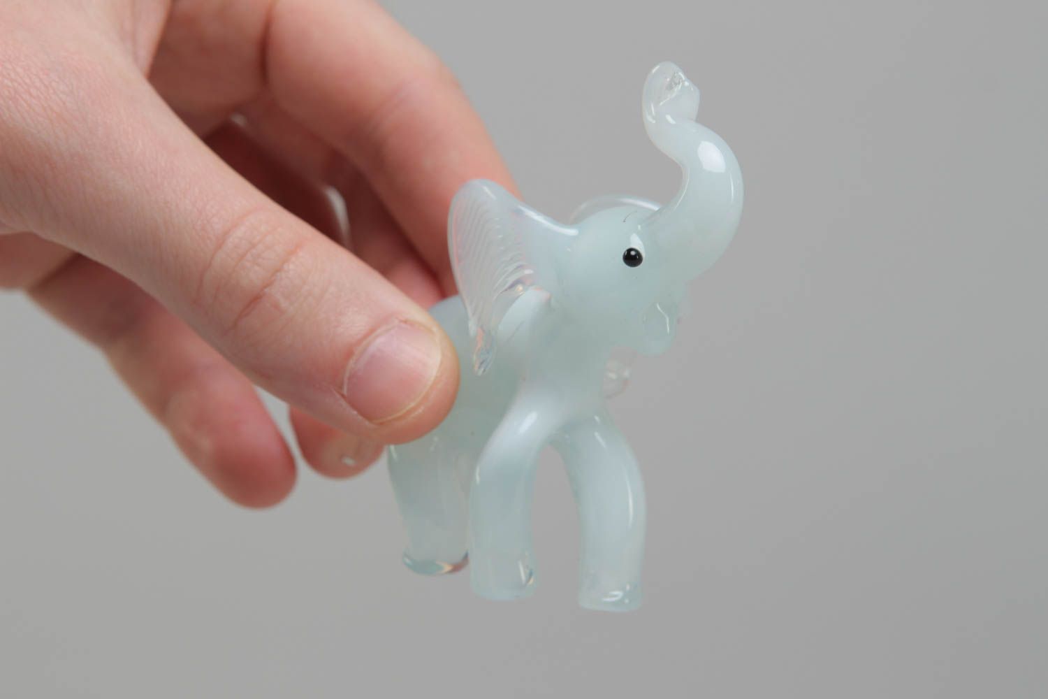 Lustige Lampwork Figurine Elefant aus Glas weiß foto 4