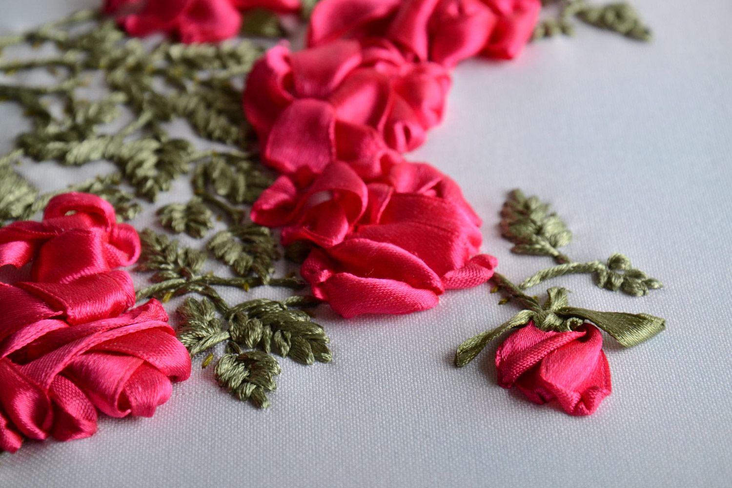 Unusual handmade satin ribbon embroidery for wall decor Flower Shoe photo 3