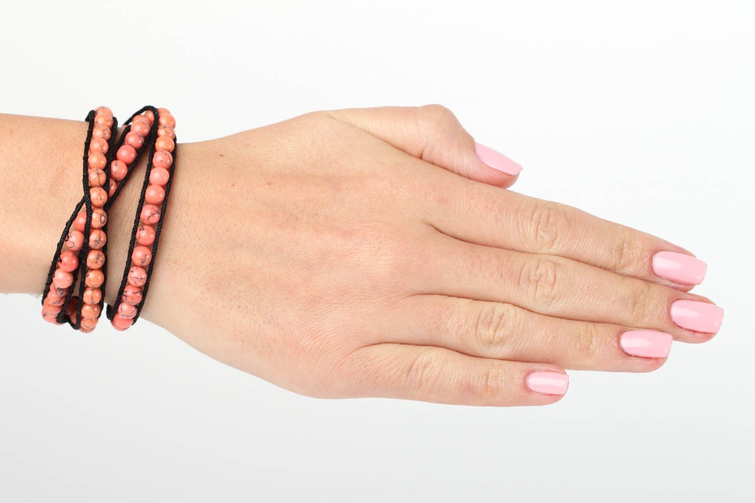 Handmade Armband mit Steinen Designer Schmuck Frauen Accessoire mehrreihig foto 5