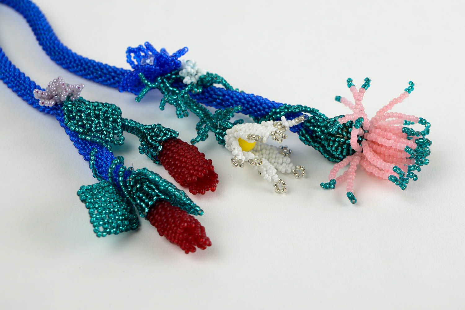 Collier Halskette handmade Rocailles Kette Designer Schmuck Frauen Geschenk foto 2