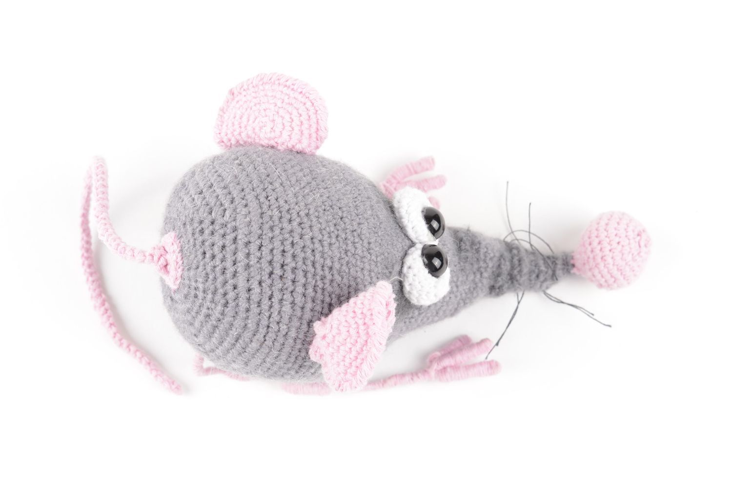 Peluche Souris tricotée Jouet fait main au crochet gris Cadeau pour enfant photo 5