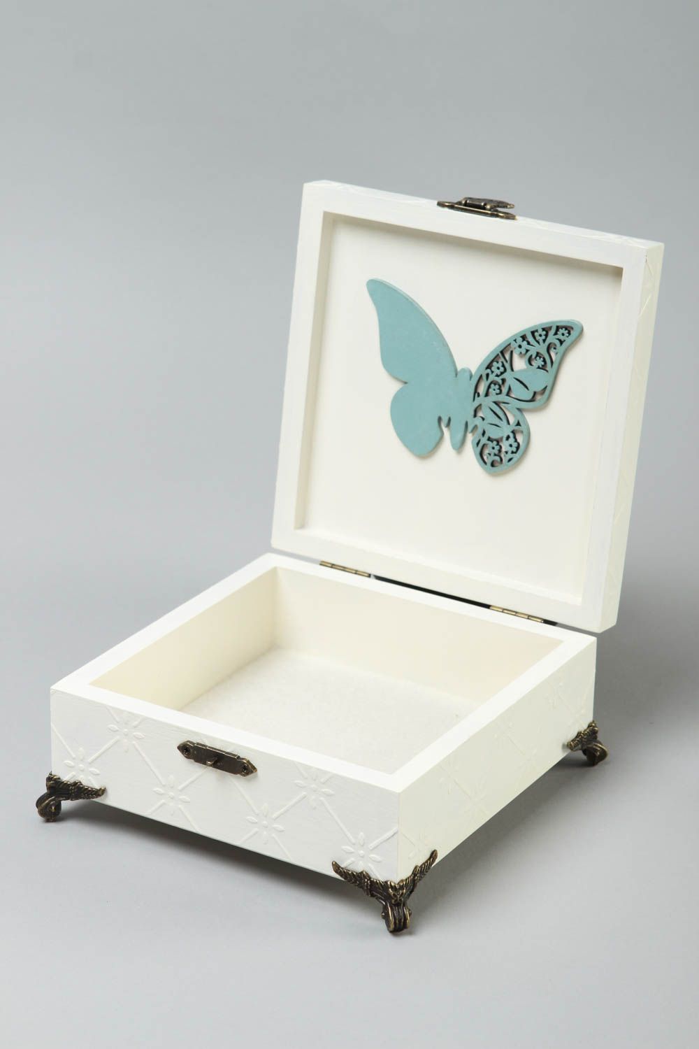 Handmade Holzkiste mit Deckel Geschenk für Frau Holz Schatulle Schmetterlinge foto 3