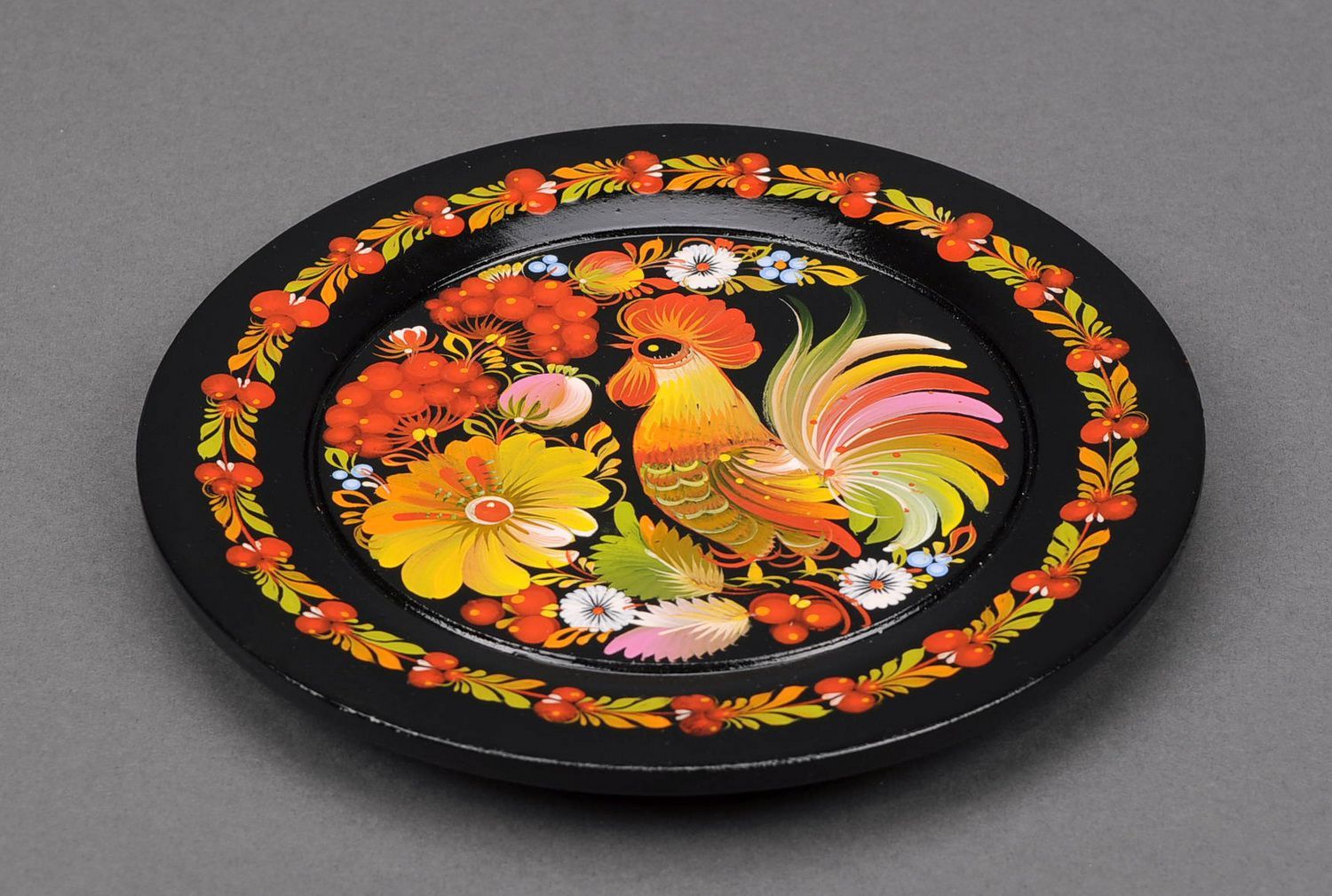 Decorative plate Cock and flower photo 2