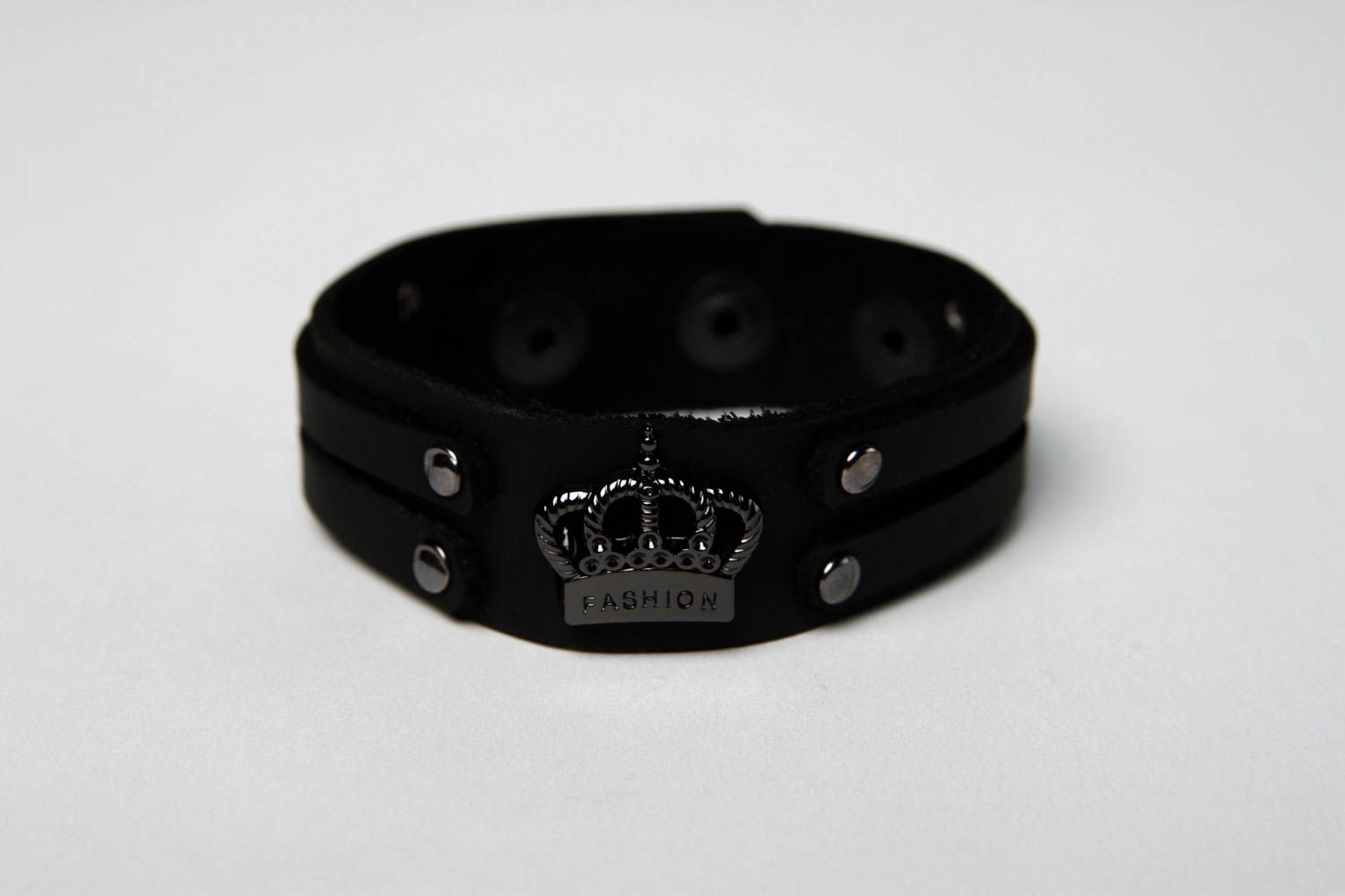 Bracelet cuir fait main Bijou en cuir noir design unisexe Cadeau original photo 3