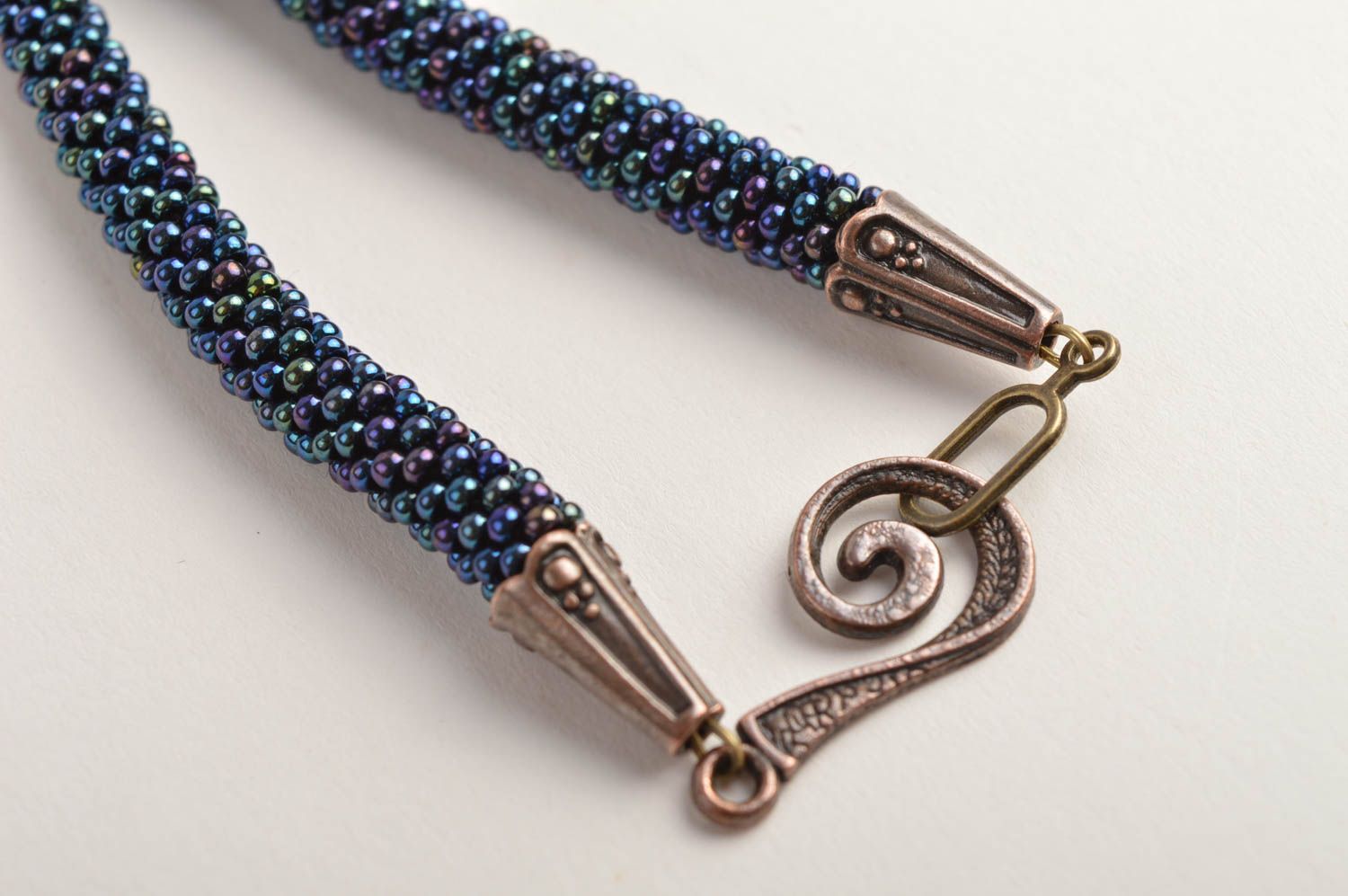 Halskette für Damen Schmuck handgemacht Modeschmuck Halskette in Blau schön foto 3