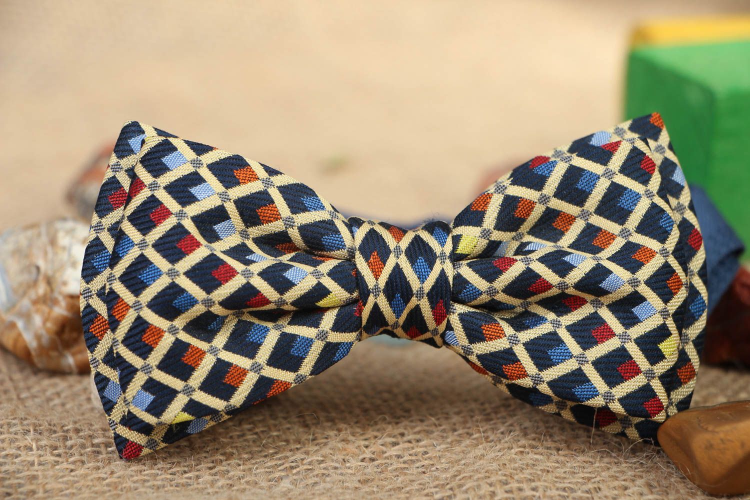 Fabric bow tie with fastener photo 5