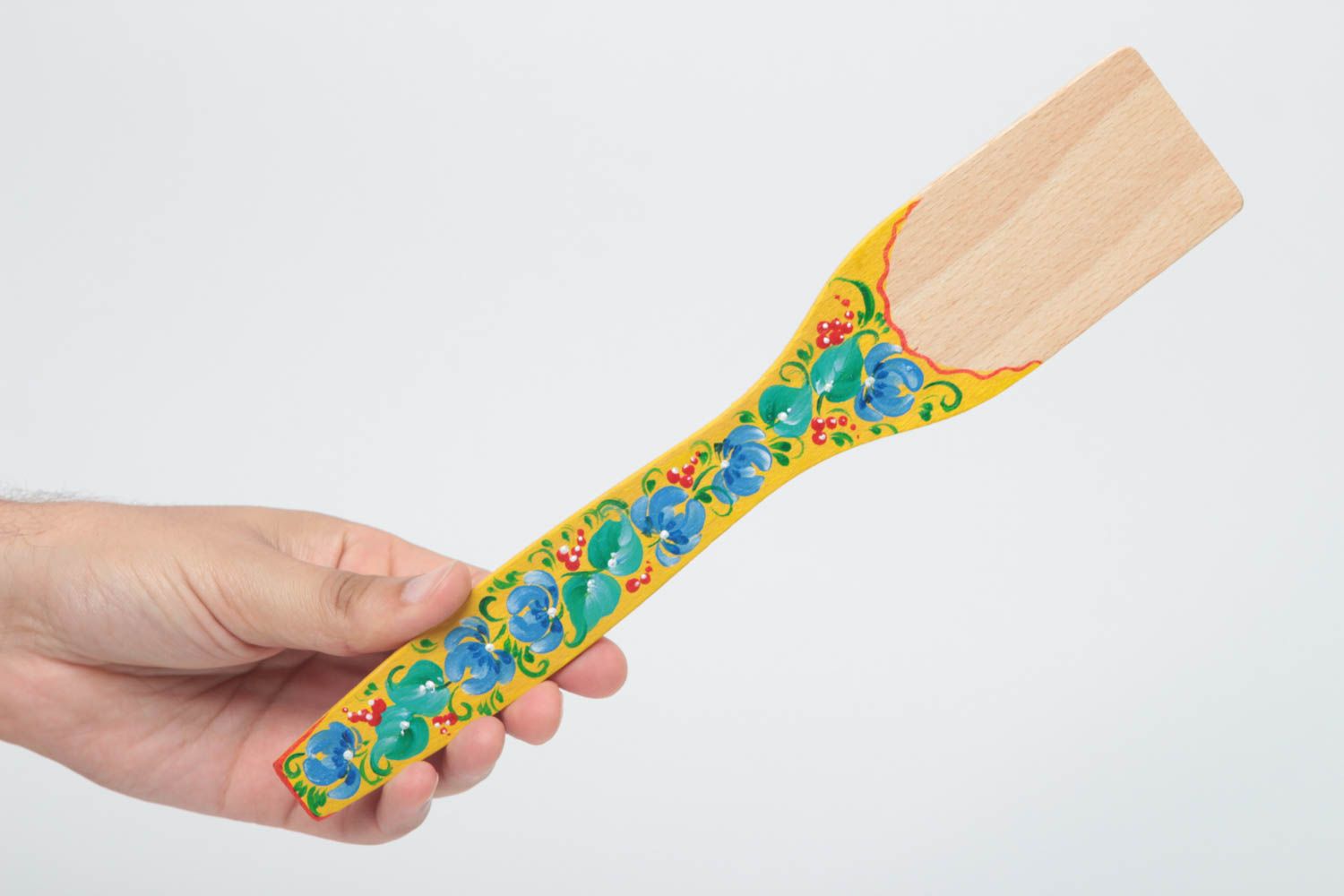 Handmade decorative wooden spatula unusual spatula with painting kitchen decor photo 4