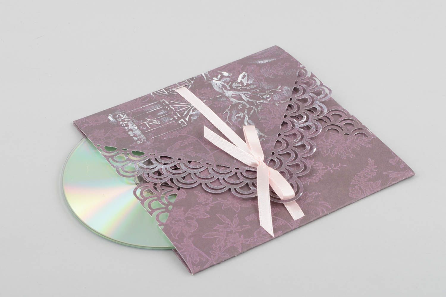 Enveloppe cd dvd faite main Etui pour cd Cadeau original papier design satin photo 2