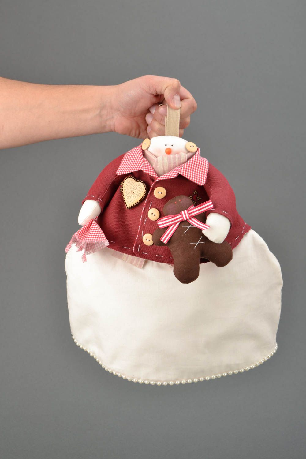Fabric teapot cozy toy Snowman photo 2
