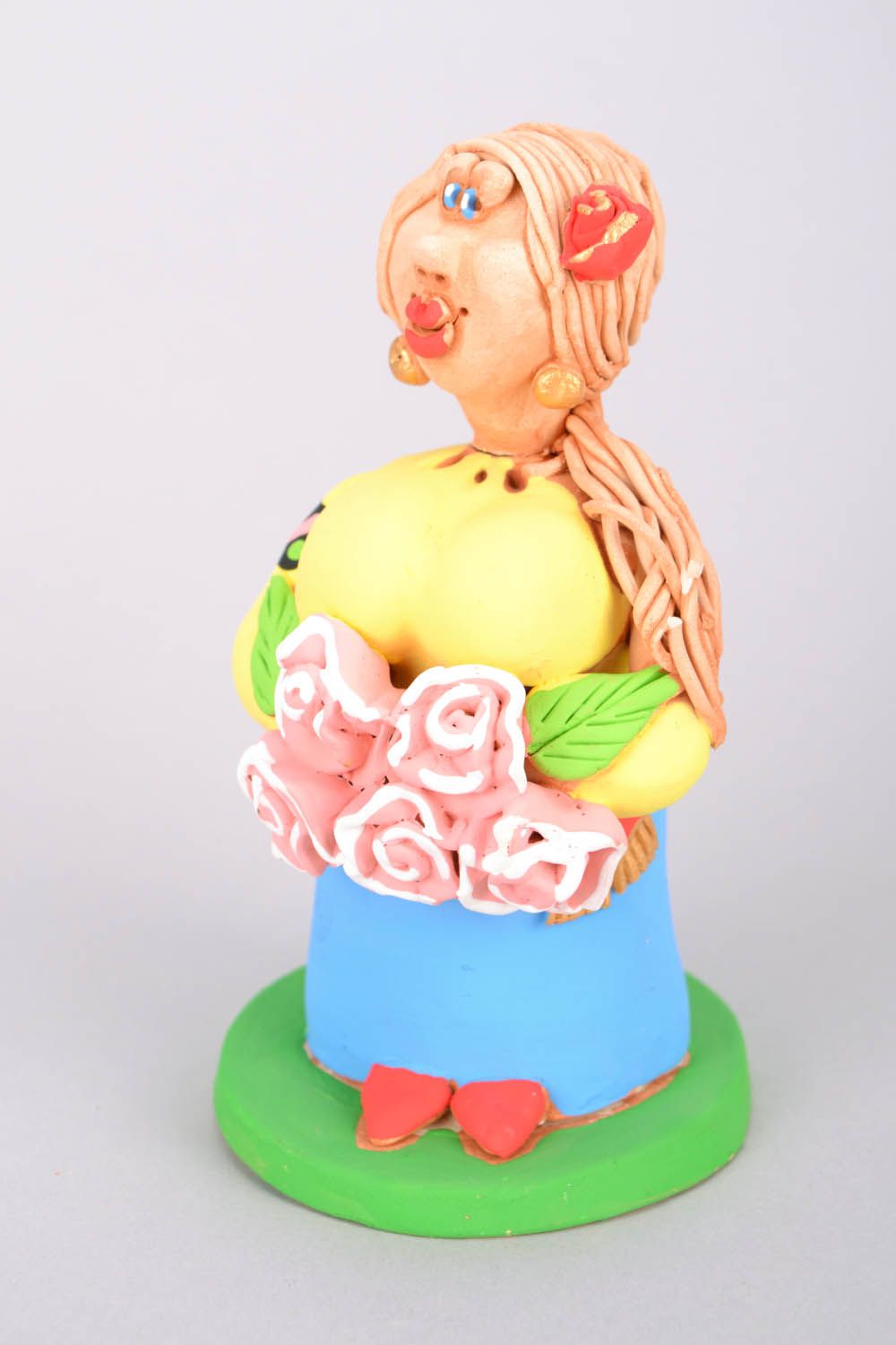 Clay statuette Cossack Woman with Flowers photo 3