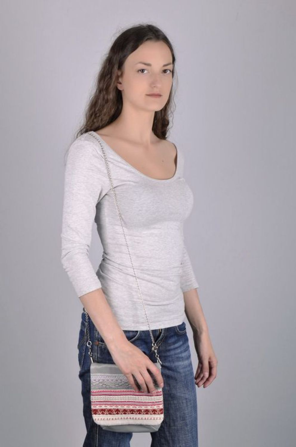 Women's shoulder leather bag photo 2