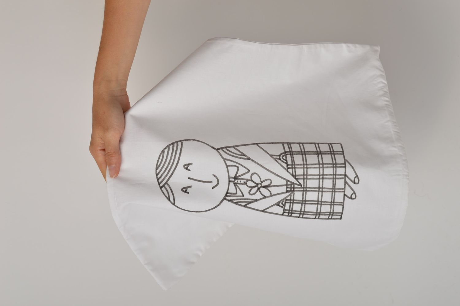 Taie oreiller fait main Literie originale design blanc en coton Cadeau femme photo 5